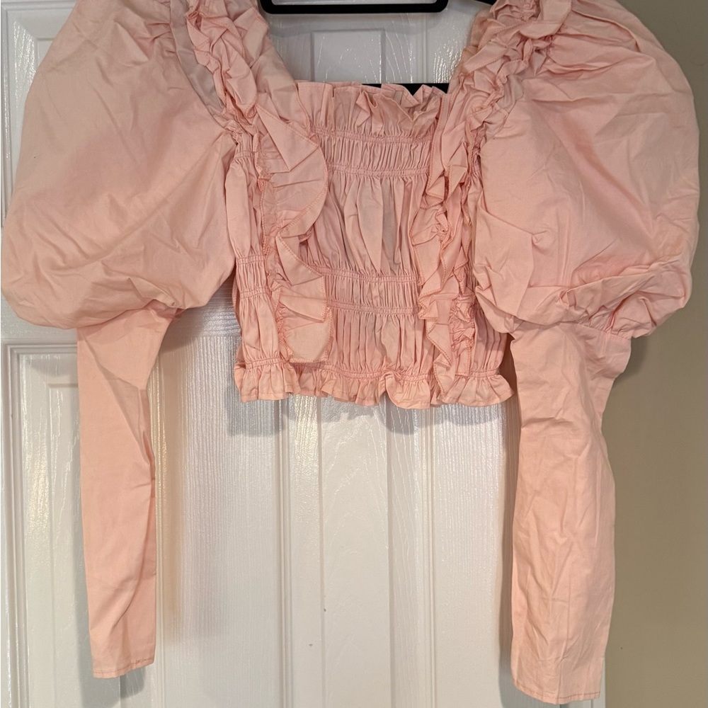 Nasty Gal Pink Ruffled Blouse New With Tags Never Worn